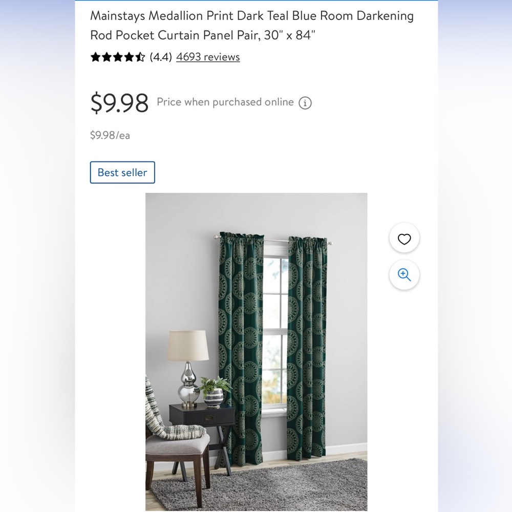 4 Room darkening panels.( 2 pairs )